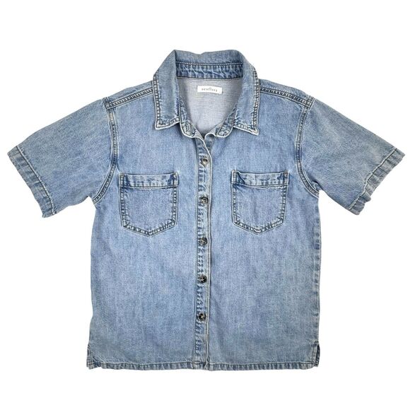 Neuflora Denim Button Down Shirt - Picture 1 of 12